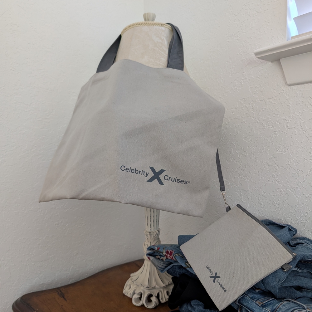 Celebrity Cruises Gray Tote Bag with Pouch